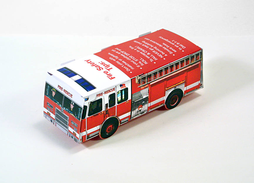Foldable Die-cut Fire Truck,Full Color Digital