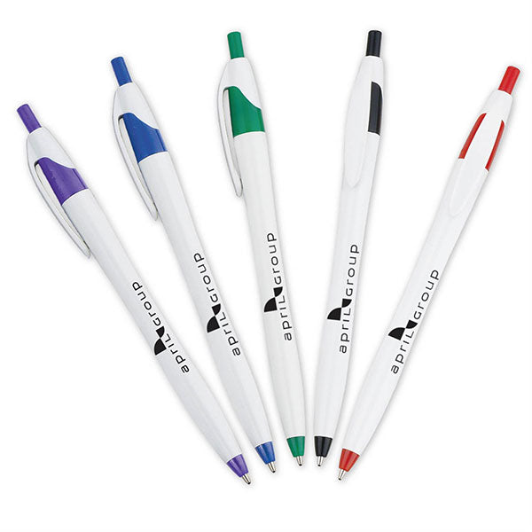 White Barrel European Design Ballpoint Click Pen