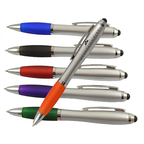 PDA Silver Stylus Twist Pen w/Rubber Grip