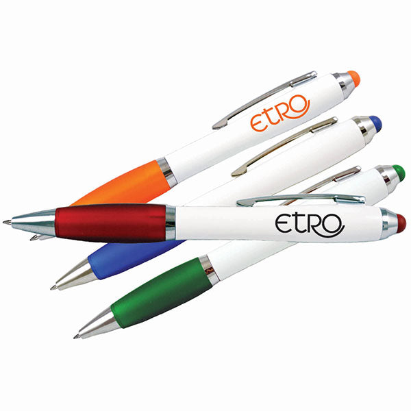 PDA White Stylus Twist Pen w/Rubber Grip