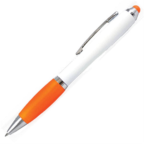 PDA White Stylus Twist Pen w/Rubber Grip